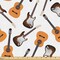 Ambesonne Guitar Fabric by The Yard, Realistic Illustration Classic and Electric Instruments Entertainment, Decorative Fabric for Upholstery and Home Accents, 10 Yards, Orange White